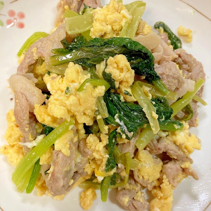 【簡単】豚肉と小松菜の卵炒め